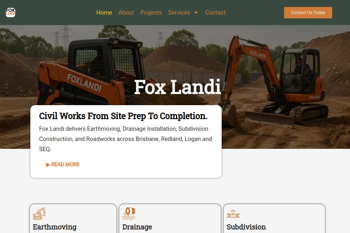 Homepage screenshot of Fox Landi Group