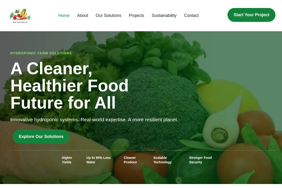 Homepage screenshot of New Tech Harvest
